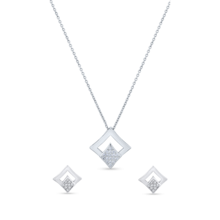 Nipura 925 Sterling Silver Diamond Cut Zircon Pendant Set