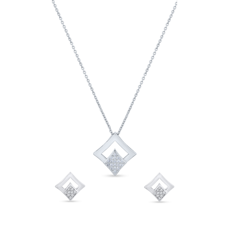 Nipura 925 Sterling Silver Diamond Cut Zircon Pendant Set