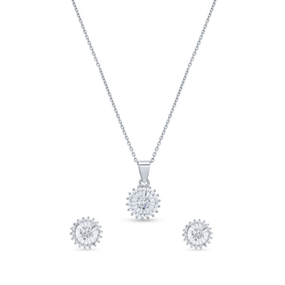 Nipura 925 Sterling Silver Sparkling Sunburst Pendant Set