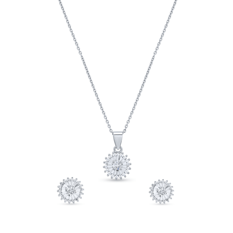 Nipura 925 Sterling Silver Sparkling Sunburst Pendant Set