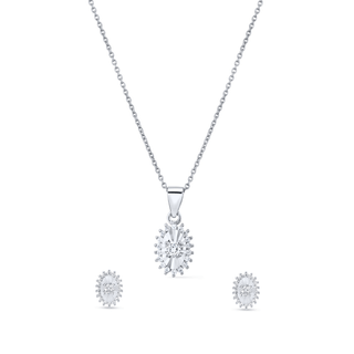 Nipura 925 Sterling Silver Radiant Bloom Zircon Pendant Set