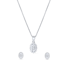 Radiant Bloom 925 Sterling  Silver Zircon Pendant Set