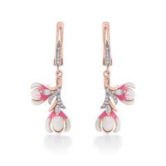 Nipura 925 Sterling Silver Pink Orchid Enamel Bali Earrings