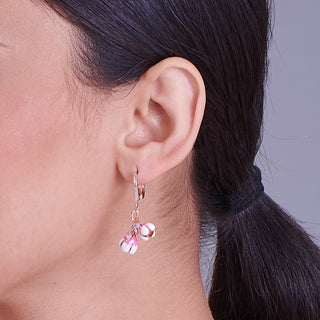Nipura 925 Sterling Silver Pink Orchid Enamel Bali Earrings