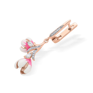 Nipura 925 Sterling Silver Pink Orchid Enamel Bali Earrings
