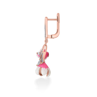 Nipura 925 Sterling Silver Pink Orchid Enamel Bali Earrings