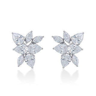 Nipura 925 Sterling Silver Zircon Floral Earrings