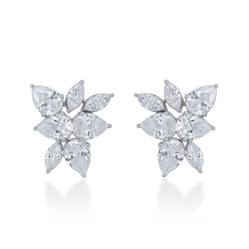 Nipura 925 Sterling Silver Zircon Floral Earrings