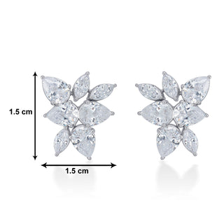 Nipura 925 Sterling Silver Zircon Floral Earrings