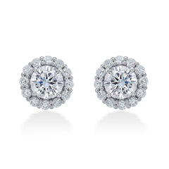 Zircon 925 Sterling Silver Halo Stud Earrings