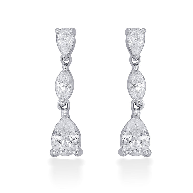 Nipura 925 Sterling Silver Zircon String Stud Earrings