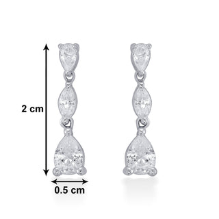 Nipura 925 Sterling Silver Zircon String Stud Earrings