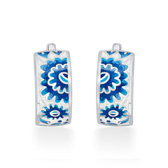 Nipura 925 Sterling Silver Colour Pop Blue Enamel Bali Earrings