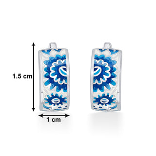 Nipura 925 Sterling Silver Colour Pop Blue Enamel Bali Earrings