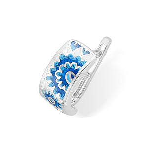 Nipura 925 Sterling Silver Colour Pop Blue Enamel Bali Earrings