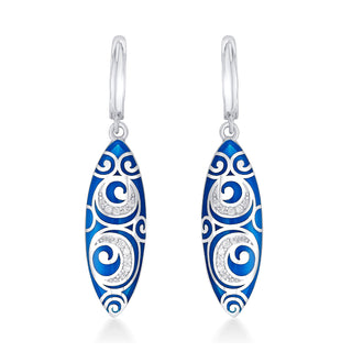 Nipura 925 Sterling Silver Enchanted Blue Enamel Bali Earrings