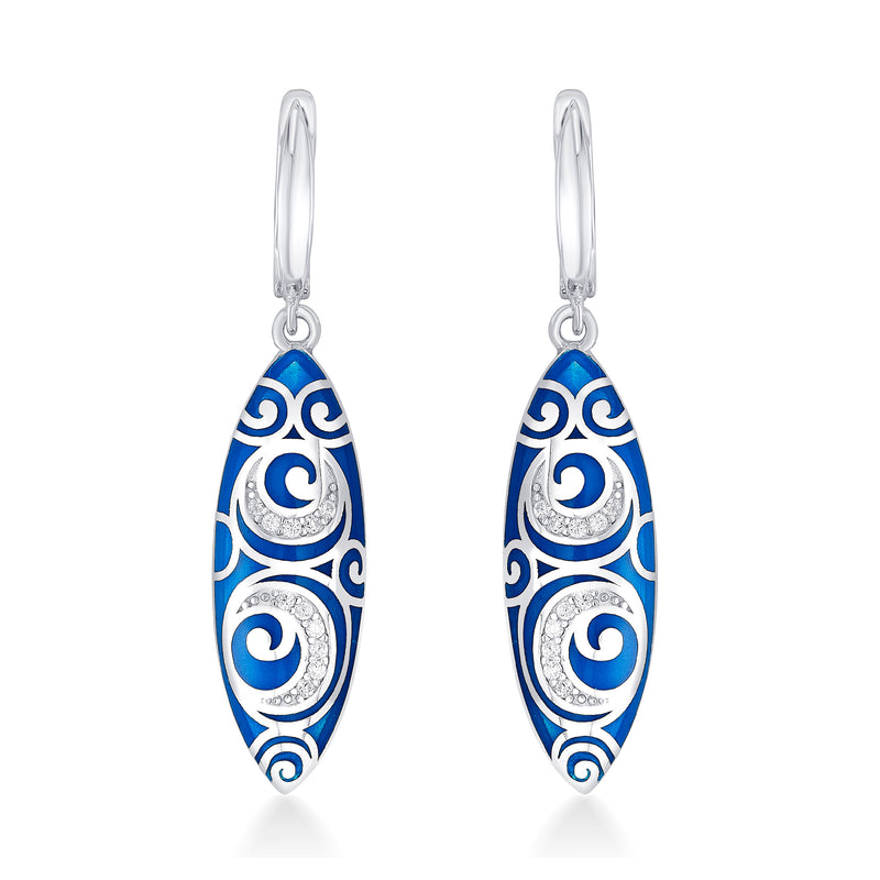 Nipura 925 Sterling Silver Enchanted Blue Enamel Bali Earrings