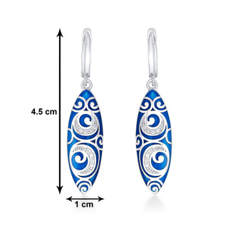 Nipura 925 Sterling Silver Enchanted Blue Enamel Bali Earrings
