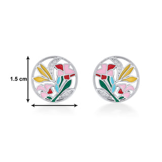 Nipura 925 Sterling Silver Bouquet of Flowers Enamel Bali Earrings