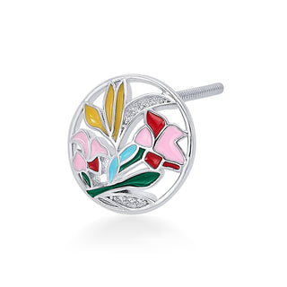 Nipura 925 Sterling Silver Bouquet of Flowers Enamel Bali Earrings