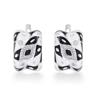 Nipura 925 Sterling Silver Black Untamed Enamel Bali Earrings