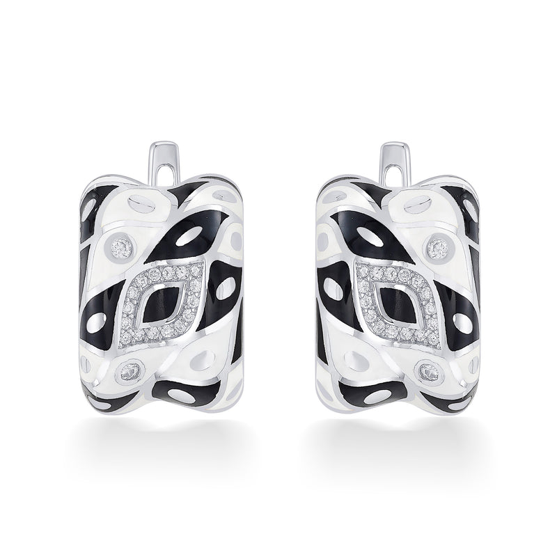 Nipura 925 Sterling Silver Black Untamed Enamel Bali Earrings