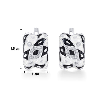 Nipura 925 Sterling Silver Black Untamed Enamel Bali Earrings