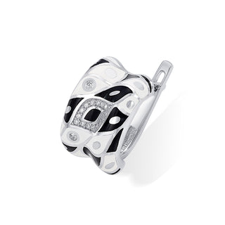 Nipura 925 Sterling Silver Black Untamed Enamel Bali Earrings