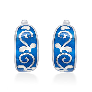 Nipura 925 Sterling Silver Butterfly Blue Enamel Bali Earrings
