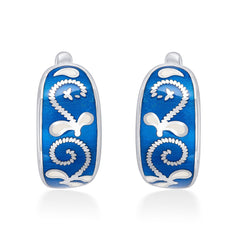 Butterfly Blue Enamel 925 Sterling Silver Bali Earrings