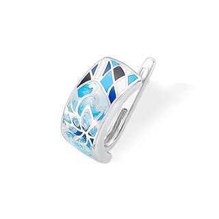 Nipura 925 Sterling Silver Blue Floral Alchemy Enamel Bali Earrings