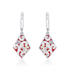 Nipura 925 Sterling Silver Mystic Red Enamel Bali Earrings