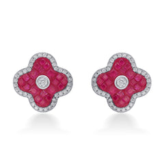 Nipura 925 Sterling Silver Pink Cornus Zircon Earrings
