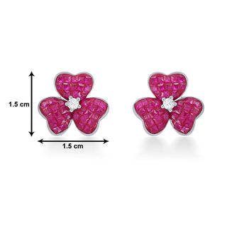 Nipura 925 Sterling Silver Pink Clover Zircon Earrings