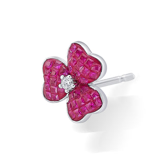 Nipura 925 Sterling Silver Pink Clover Zircon Earrings