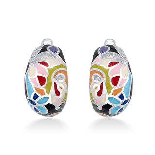 Nipura 925 Sterling Silver Garden of Bloom Enamel Bali Earrings