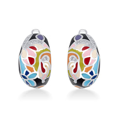 Nipura 925 Sterling Silver Garden of Bloom Enamel Bali Earrings