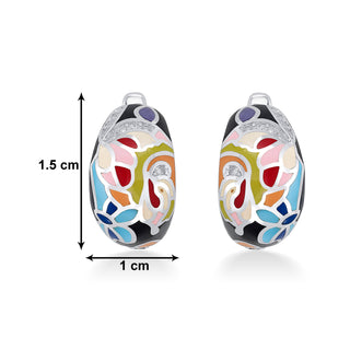 Nipura 925 Sterling Silver Garden of Bloom Enamel Bali Earrings
