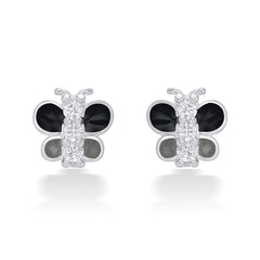 Nipura 925 Sterling Silver Black Butterfly Dreams Studs for Kids