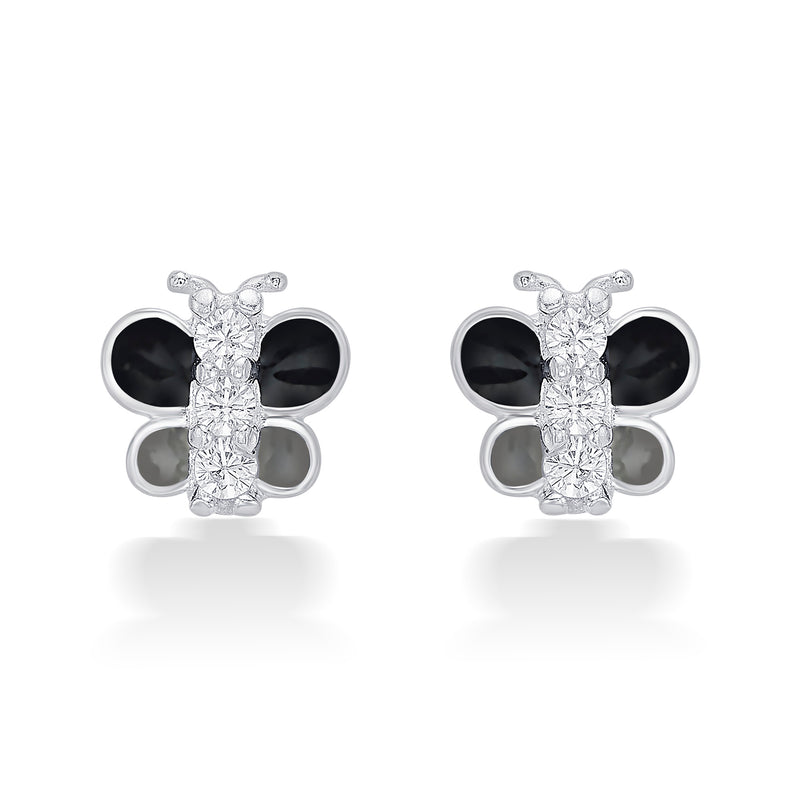 Nipura 925 Sterling Silver Black Butterfly Dreams Studs for Kids