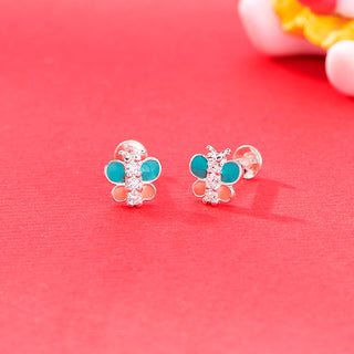 Nipura 925 Sterling Silver Blue-pink Butterfly Dreams Studs for Kids