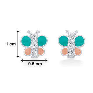 Nipura 925 Sterling Silver Blue-pink Butterfly Dreams Studs for Kids