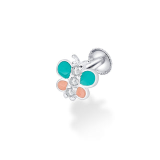 Nipura 925 Sterling Silver Blue-pink Butterfly Dreams Studs for Kids