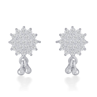 Nipura Sterling Silver Sparkling Charm Stud Earrings for Kids, Baby | White Charm Design | Kids Silver Earrings Ideal Gift for Children