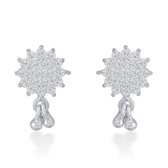 Nipura Sterling Silver Sparkling Charm Stud Earrings for Kids, Baby | White Charm Design | Kids Silver Earrings Ideal Gift for Children