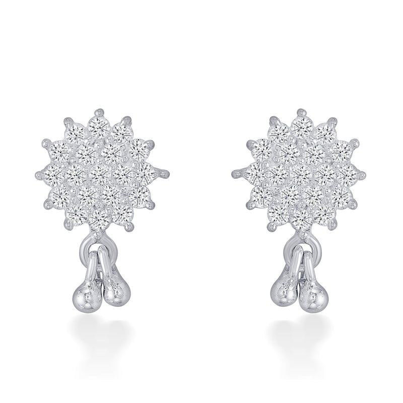 Nipura Sterling Silver Sparkling Charm Stud Earrings for Kids, Baby | White Charm Design | Kids Silver Earrings Ideal Gift for Children