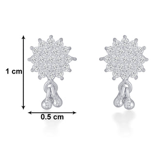 Nipura Sterling Silver Sparkling Charm Stud Earrings for Kids, Baby | White Charm Design | Kids Silver Earrings Ideal Gift for Children