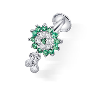 Nipura Sterling Silver Sparkling Charm Stud Earrings for Kids, Girls, and Babies | Green Charm Design |Children's Silver Jewelry | Ideal Gift
