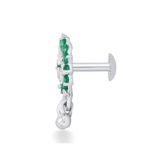 Nipura Sterling Silver Sparkling Charm Stud Earrings for Kids, Girls, and Babies | Green Charm Design |Children's Silver Jewelry | Ideal Gift