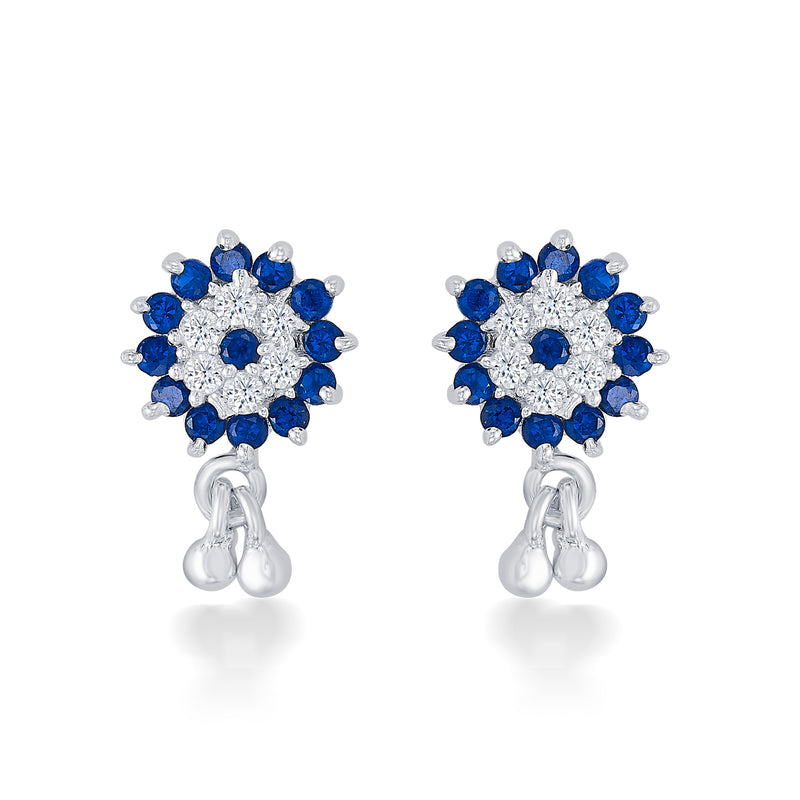 Nipura 925 Sterling Silver Blue Fairy Flower Studs for Kids